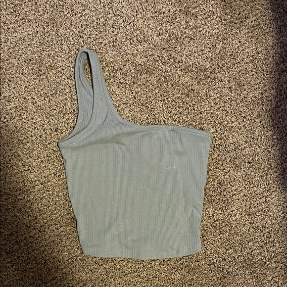 One-Shoulder Ribbed Women Top - blue Gray - Picture 1 of 1